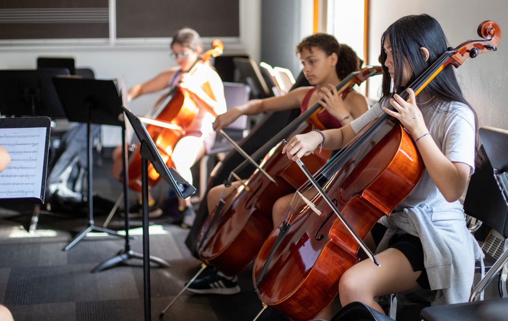 The Cello Section Rehearsing at the Conservatory Summer Institute Camp